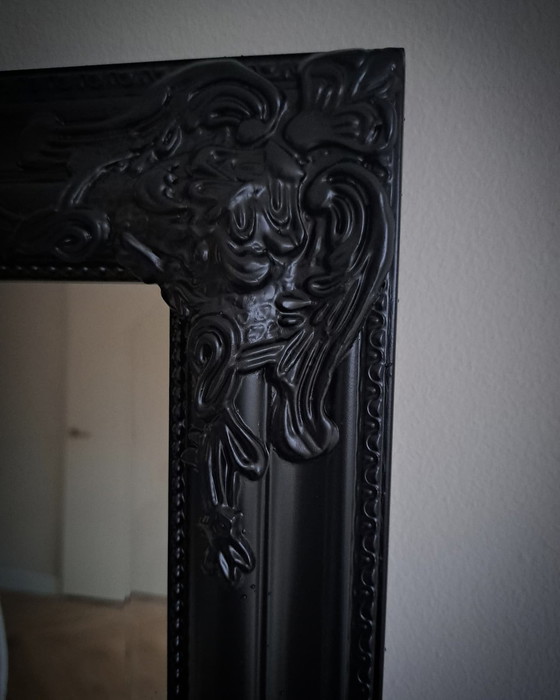 Image 1 of Large Black Hotel Chic Mirror Pass Mirror