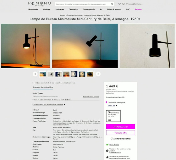 Image 1 of Lampada da tavolo del 1960 attribuita al produttore Beisl