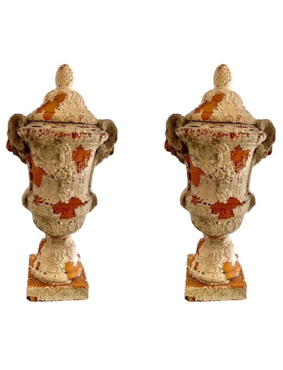 Image 1 of Pair Of Terracotta Urnes Vases Castle , Spain Xixs