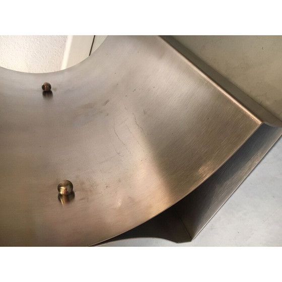 Image 1 of Tavolino da caffè vintage in acciaio spazzolato e vetro, Francia 1970