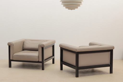 Pair Of Armchairs By Jules Wabbes, Livorno-Serie 800 Luxe Edited By Bullo