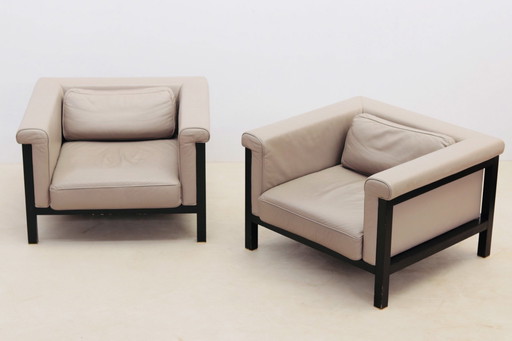 Pair Of Armchairs By Jules Wabbes, Livorno-Serie 800 Luxe Edited By Bullo