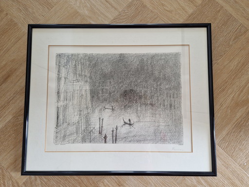 Beautiful Etching By Paul Flora - 1982 - Canal Grande