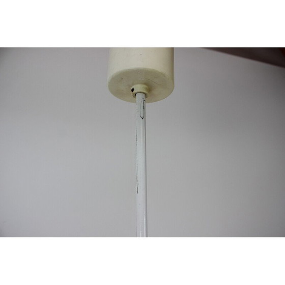 Image 1 of Vintage glass, brass, metal and plastic chandelier by Elektroinstala Decin, Czechoslovakia 1970s