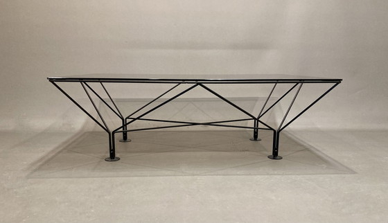 Image 1 of Design coffee table in glass and metal.