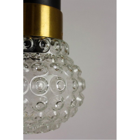 Image 1 of Vintage glass and metal pendant lamp by Napako, Czechoslovakia 1970
