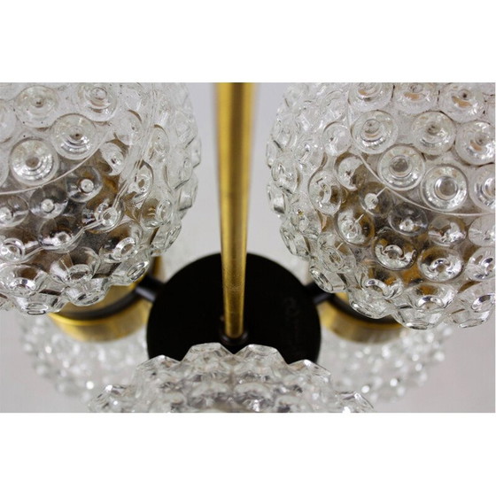 Image 1 of Vintage glass and metal pendant lamp by Napako, Czechoslovakia 1970