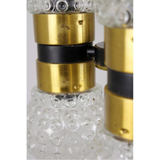 Image 1 of Vintage glass and metal pendant lamp by Napako, Czechoslovakia 1970