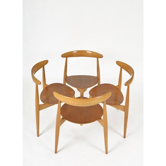 Image 1 of Vintage Fh4103 Heart dining chairs by Hans Wegner for Fritz Hansen, Denmark 1950s