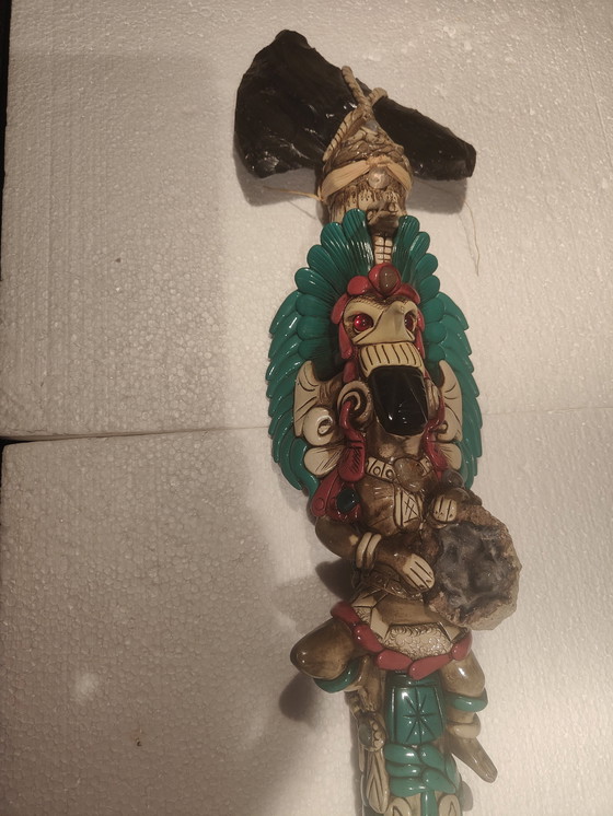 Image 1 of Mexican Aztec Warrior Deity Obisan Sacrificial Axe