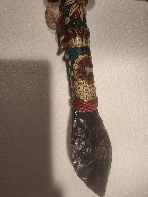 Image 1 of Mexican Aztec Warrior Deity Obisan Sacrificial Axe