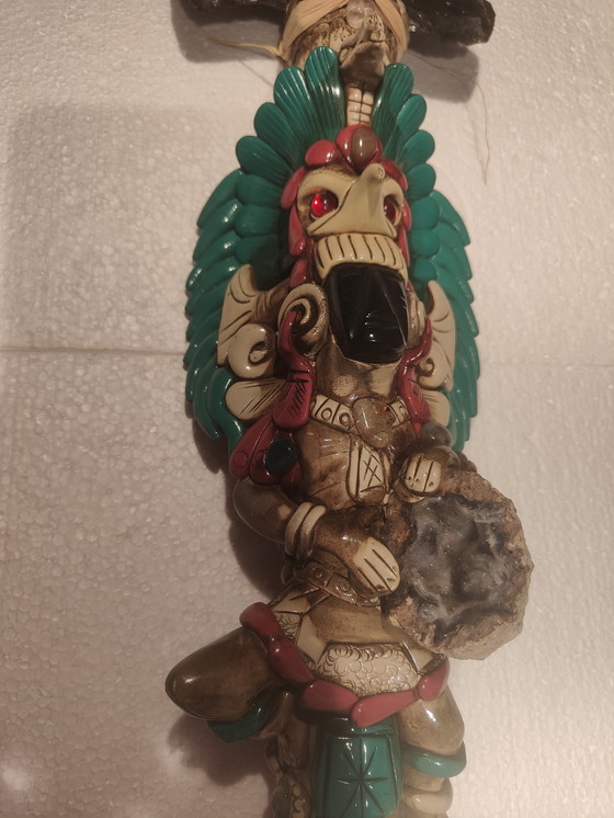 Image 1 of Mexican Aztec Warrior Deity Obisan Sacrificial Axe