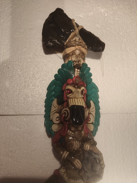 Image 1 of Mexican Aztec Warrior Deity Obisan Sacrificial Axe