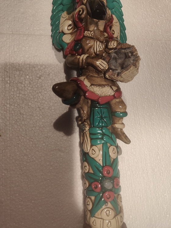 Image 1 of Mexican Aztec Warrior Deity Obisan Sacrificial Axe