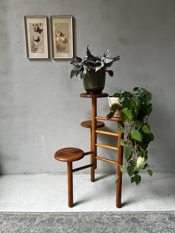 Image 1 of Pine Plant Table Scandinavian Design 1970s