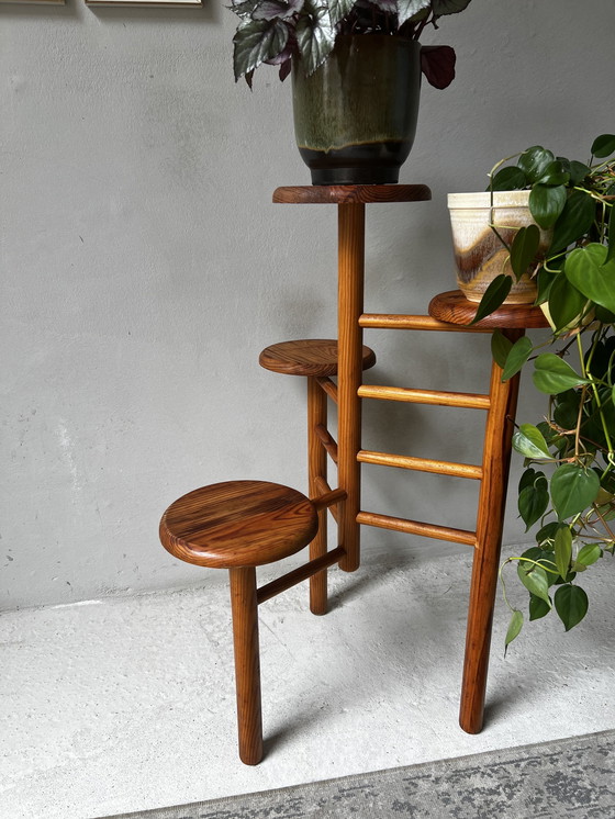 Image 1 of Pine Plant Table Scandinavian Design 1970s