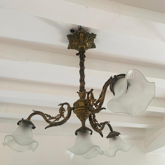 Image 1 of Lampadario vintage in bronzo con 4 bracci di luce