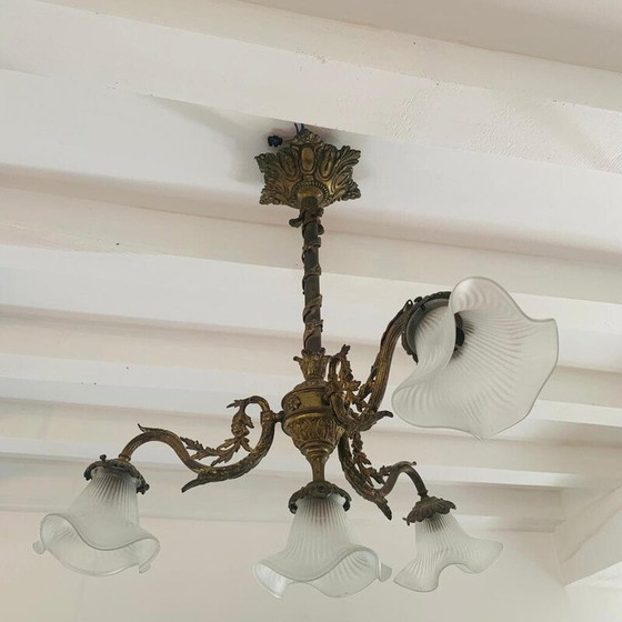 Image 1 of Lampadario vintage in bronzo con 4 bracci di luce