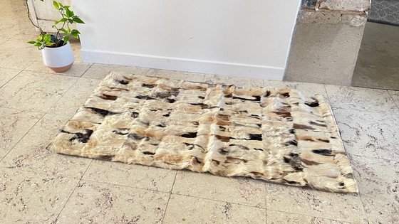 Image 1 of Alfombra de cuero beige y marrón de los años 70 (56 x 107 cm)