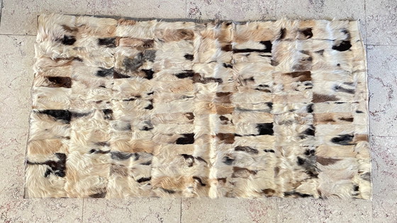 Image 1 of Alfombra de cuero beige y marrón de los años 70 (56 x 107 cm)