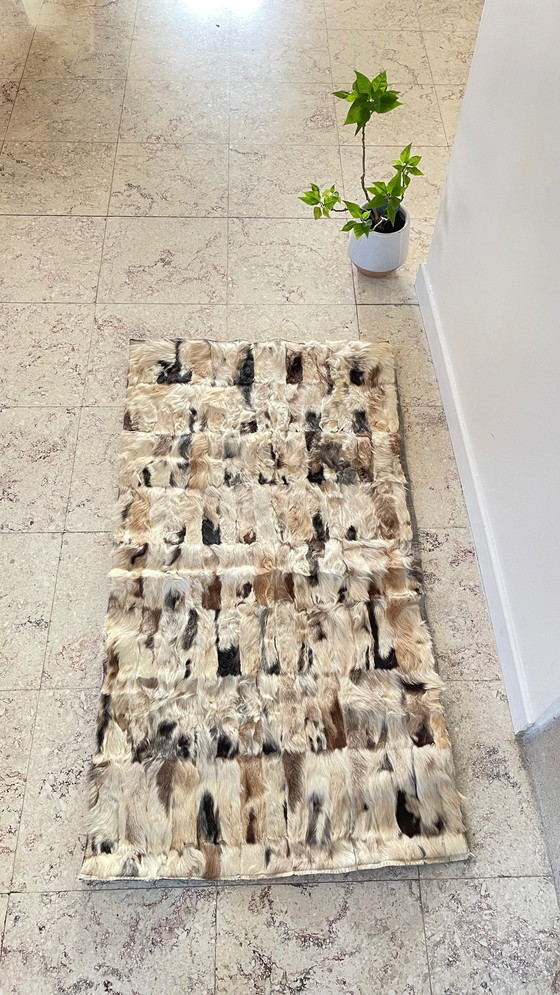 Image 1 of Alfombra de cuero beige y marrón de los años 70 (56 x 107 cm)