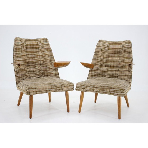 Image 1 of Poltrona vintage in legno e tessuto, Cecoslovacchia anni '60