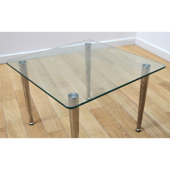 Image 1 of Vintage designer coffee table in glass and chrome metal