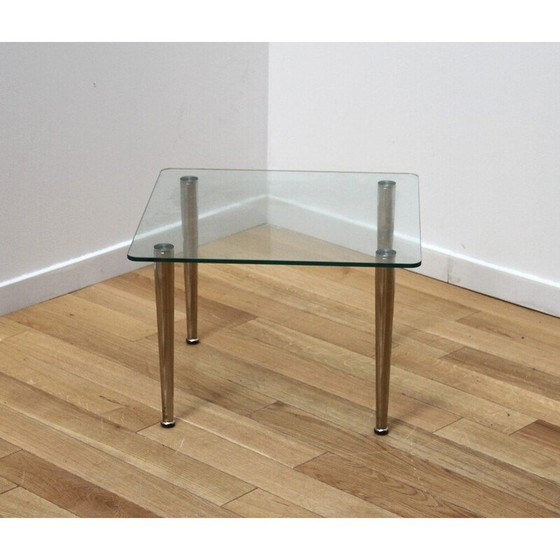 Image 1 of Vintage designer coffee table in glass and chrome metal