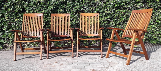 Image 1 of 4x Chaises pliantes Teak & Garden