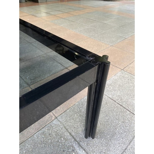 Vintage glass and metal coffee table by George Ciancimino, 1978