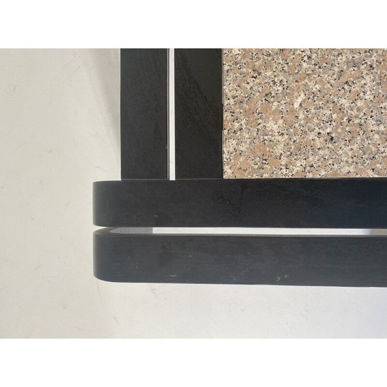 Image 1 of 1x 1980s Italian Modern Granite and Curved Wood Black Frame Coffee Table