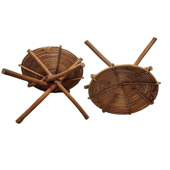 Image 1 of Vintage African Rattan Stools