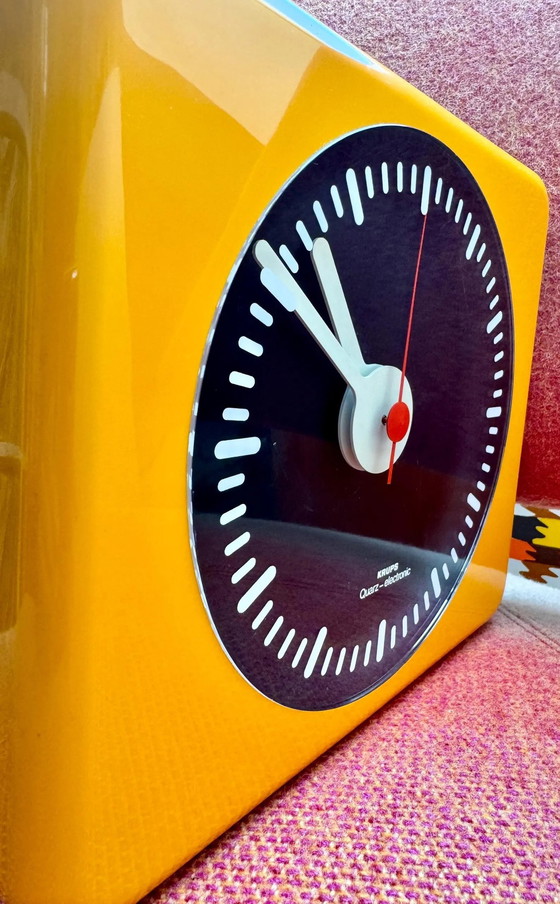 Image 1 of Space Age Krups Quartz Electronic Yellow Modernist Wall Clock Mid Century Modern 