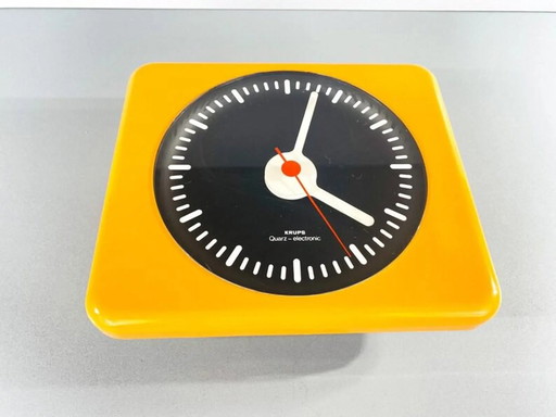 Space Age Krups Quartz Electronic Yellow Modernist Wall Clock Mid Century Modern 