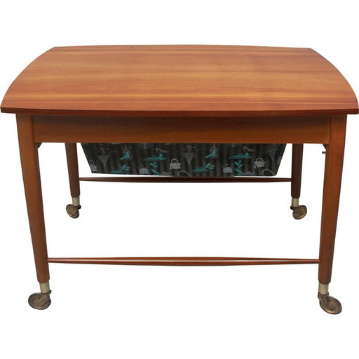 Vintage sewing table in walnut, 1950s