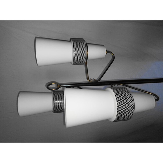 Image 1 of Vintage golden brass floor lamp with 3 lights for La Maison Arlus, 1950