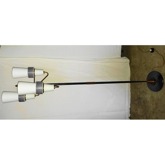 Image 1 of Vintage golden brass floor lamp with 3 lights for La Maison Arlus, 1950
