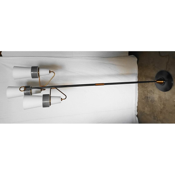 Image 1 of Vintage golden brass floor lamp with 3 lights for La Maison Arlus, 1950