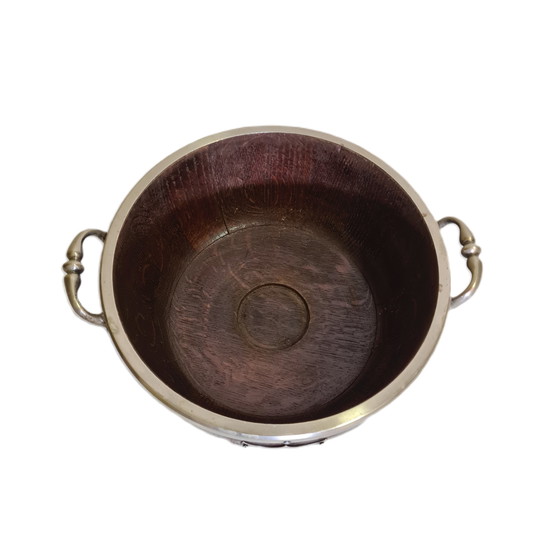 Image 1 of English oak and silver-plated trophy bowl, circa 1870