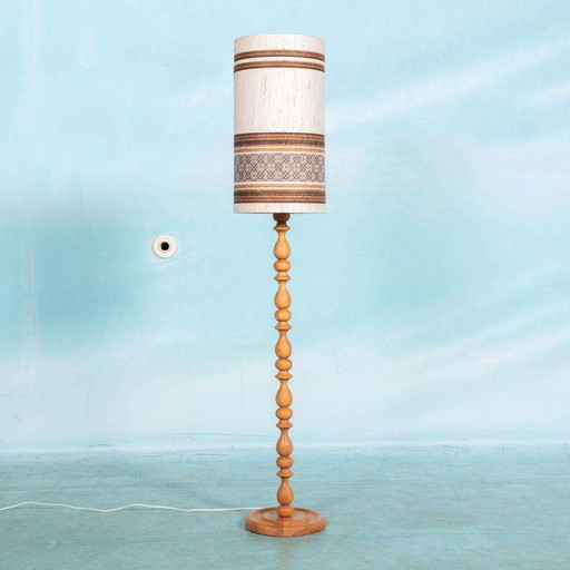 Lampadaire vintage en bois 1960s/70s, bohème scandinave