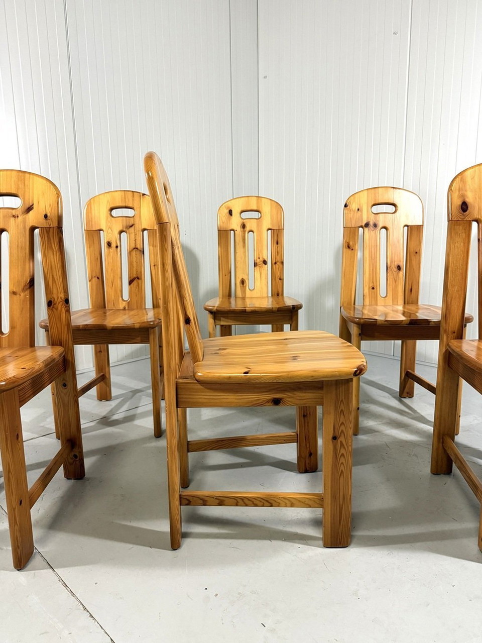 sedie da pranzo Effezeta in pino, anni '70-'80, Italia