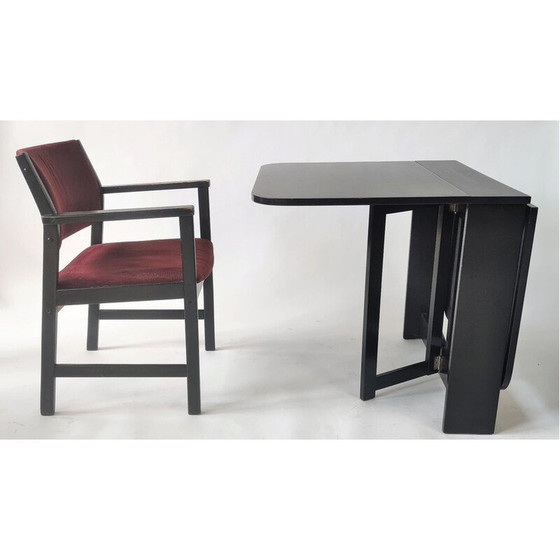 Image 1 of Tavolo pieghevole vintage con sedia in nero e viola di Hikor Písek, Cecoslovacchia, anni '80