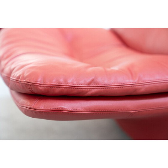 Image 1 of Vintage armchair and ottoman in metal and red leather by Vitelli and Ammannati for Brunati, Italy 1980