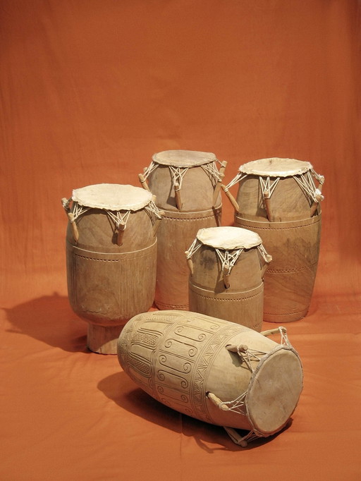 Tamburi parlanti Atumpan ghanesi - 2 set da 5 pezzi