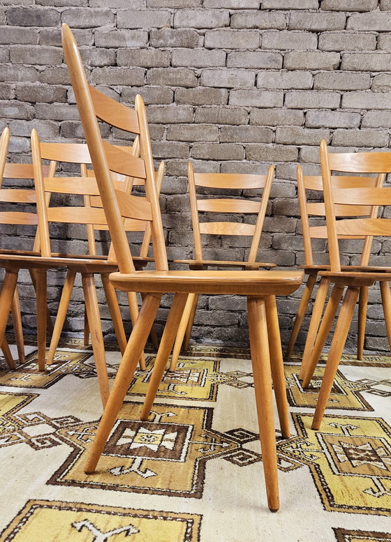 Image 1 of Lot De 8 Chaises Bistrot Vintage Année 1960