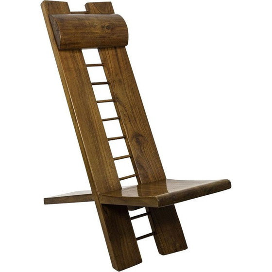 Image 1 of Poltrona vintage africanista in legno di olmo di Marcel Ramond, 1980