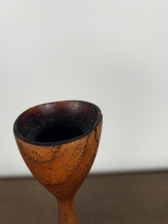 Image 1 of Teak Candle Holder Duo, Circa 1960, Denmark