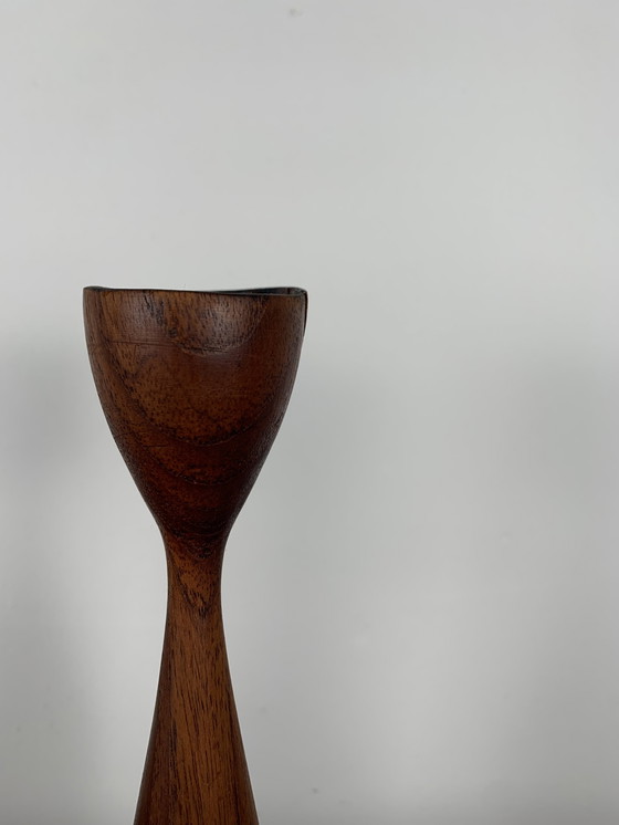 Image 1 of Teak Candle Holder Duo, Circa 1960, Denmark