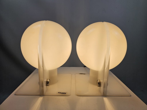 Set of Table Lamps White Guzzini Model Sirio From Brazzoli