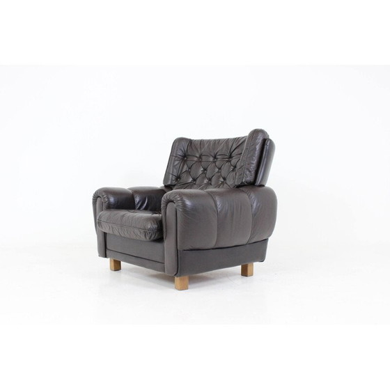 Image 1 of Brown leather armchair by Vyber, 1970